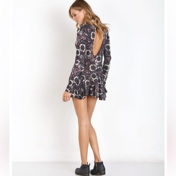 Free People Jersey Annabelle Printed Tunic Mini Dress Plum Combo - Picture 13 of 13